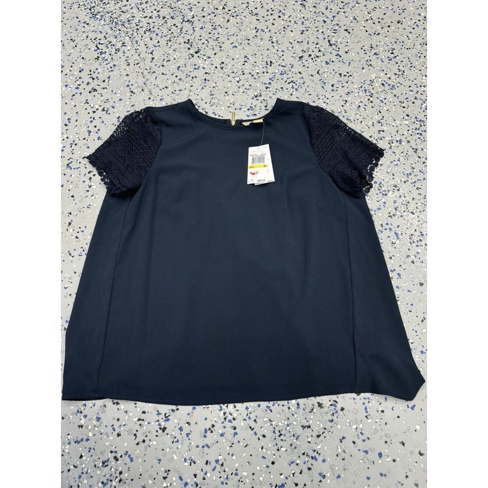 NEW Michael Kors Womens Navy Short Sleeve Shirt M Navy NWT‎ Business Classy